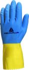 Gants menage latex floque Bleu-Jaune T6/7