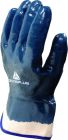 Gants tout enduit nitrile sur support jersey - manchette toile Bleu T10