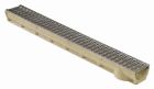 Caniveau de drainage en beton polymere avec grille MEALINE - long. 1m x larg. 120mm x haut. 75mm - classe A15