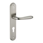 Ensemble poignee de porte Athena acier brosse 195 mm a cylindre