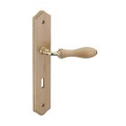 Ensemble poignee de porte Themis bois brut 195 mm a cle