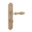Ensemble poignee de porte Themis bois brut 195 mm a condamnation