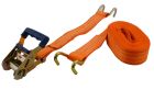 Sangle a cliquet + crochets poids lourd polyester - orange - TMU 1000kg - Rupture 2000kg