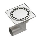 siphon de sol inox sortie horizontale GE15mm 100X100 ø40 mm trous ronds poli 3 Kn