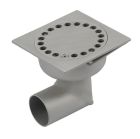 siphon de sol inox sortie horizontale GE15mm 100X100 ø40 mm trous ronds verrouille microbille 3 Kn