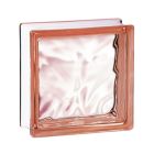 Brique de verre 198 Rose nuagee - long. 19cm x haut. 19cm x ep. 8cm
