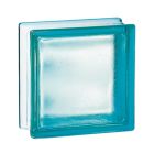 Brique de verre 198 Turquoise satinee - long. 19cm x haut. 19cm x ep. 8cm