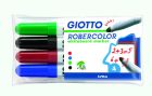 Etui de 4 MARQUEURS TABLEAUX BLANCS GIOTTO ROBERCOLOR - pointe maxi ogive (bleu rouge noir vert) 7 mm