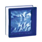 Brique de verre 198 Bleu cobalt nuagee - long. 19cm x haut. 19cm x ep. 8cm