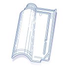 Tuile de verre Romane TBF n°5 - long. 43,5 cm x larg. 28 cm