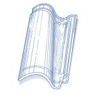 Tuile de verre DC 12 Guiraud - long. 44,8 cm x larg. 28,1 cm