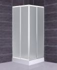 Cabine de douche d'angle porte coulissante blanc vitrage granite - long. 80cm x larg. 90cm x ep. 4mm