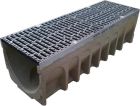 Caniveau en beton polymere feuillure acier galvanise avec grille caillebotis fonte ACO MULTIDRAIN 100 - long. 1m x larg. 300mm x haut. 300mm - classe D400