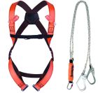 Kit pret a l'emploi : harnais 2 points (har12)+ absorbeur d'energie double en corde 2 m (an211200cdd) taille l rouge
