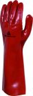 Gants en vinyle chimique superieur tout enduit sur support jersey long. 40 cm Rouge T10