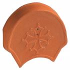 Faitiere / aretier lisse a emboitement universelle terre cuite Vieilli nuance sur fond rouge