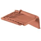 About de rive droite a emboitement universelle terre cuite Vieilli nuance sur fond rouge - long. 36 cm