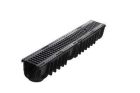 Caniveau polyethylene haute densite + 2 grilles fonte DRAINYL STANDARD 100 - long. 1m x larg. 145mm x haut. 138mm - classe B125