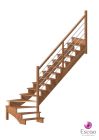Escalier Sur Mesure, Style à l'Anglaise, Forme Quart Tournant, Structure Bois, Marches Bois sans Contremarches, Rampes à Poteaux Bois avec Lisses Inox Brossé