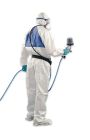 Combinaison de protection contre poussières et liquides dangereux Taille L blanc / bleu