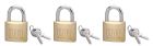 CARTE 3 CADENAS TYPE 1 30MM ANSE ACIER S'ENTROUVRANT 6 CLES