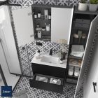 Meuble de salle de bain FUSSION LINE 700 fond 35 2 tiroirs à fermeture amortie BLACK VELVET 697 x 540 x 350 mm