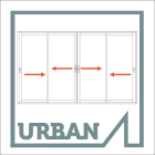 Menuiserie aluminium à rupture de pont thermique, thermolaquée, fabrication française sur mesure - Coulissant URBAN 4 vantaux 2 rails