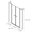 Paroi - VITTE segment de porte + segment de porte transparent avec profil noir 1601-1700x1500-1950 mm