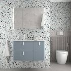 Meuble suspendu UNIIQ 1200 BLUE FOG droite 1 porte et 2 tiroirs et fermeture ar