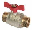 Vanne à sphère - double Mâle 15/21 - Manette papillon - Débit d'eau optimal avec le passage intégral - Etanchéité renforcée et maintenance facilité par la double sécurité, joint torique et presse-étoupe