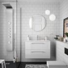 Meuble FUSSION CHROME 800 2 tiroirs  BLANC BRILLANT 797 x 540 x 450 mm