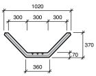 Caniveau béton de fossé - 941 - long. 2,45m x larg. 900mm x haut. 300mm