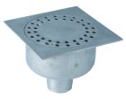 siphon de sol inox sort.Vert GE50mm 200x200 ø63 mm trous ronds verrouillé microbillé 3 Kn