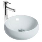 Vasque en céramique à poser - Galet blanc mat  - long. 39 cm x larg. 39 cm