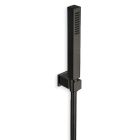 kit support carre + douchette carre  chrome noir brosse