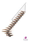 Escalier Sur Mesure, Style à Bloc Central, Forme Quart Tournant, Structure Métal, Marches Bois sans Contremarches, Rampes à Poteaux Métal avec Lisses Inox Brossé