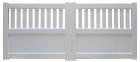 Portail PVC avec encadrement PVC, lames verticales ajourées en partie haute et soubassement plein - MEYA