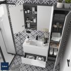 Meuble de salle de bain FUSSION LINE 700 fond 35 2 tiroirs à fermeture amortie BLANC BRILLANT 697 x 540 x 350 mm