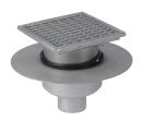 siphon de sol inox sort.Vert téléscopique GE50mm 250x250 ø100 mm caillebotis 15 Kn