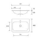 Plan vasque UNIIQ 600 sans siphon ni bonde de vidage clic-clac MINERALSOLID MAT 605 x 15 x 460 mm