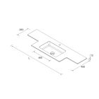 Vasque sur mesure NAILA 1501/1800 Deux profondeurs différentes de 1501 jusqu´à 1800 avec vasque sans siphon ni bonde de vidage clic-clac, avec ou sans usinage SOLID SURFACE BLANC MAT 1501 - 1800 x 12 x 460 mm