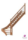 Escalier Sur Mesure, Style à la Francaise, Forme Quart Tournant, Structure Bois, Marches Bois sans Contremarches, Rampes à Poteaux Bois avec Lisses Inox Brossé