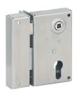 Boitier serrure vertical inox pour grille cylindre profilé 73 x 125 gauche