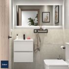 Meuble de salle de bain FUSSION LINE 500 fond 35 2 tiroirs à fermeture amortie BLANC BRILLANT 497 x 540 x 350 mm