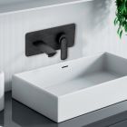 Façade mitigeur lavabo encastré avec plaque bec de 225 mm CHROMÉ NOIR BROSSÉ
