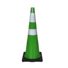 Cône base caoutchouc et bandes réfléchissantes - CLASSE 2 - Vert