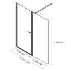 Paroi - VITTE entre les murs 2 modules segment fixe avec porte transparent avec profil noir 1201-1300x1500-1950 mm