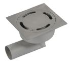 siphon de sol inox sort.horiz. GE50mm 150x150 ø50 mm trous oblongs verrouillé microbillé 3 Kn