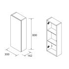 Module ALLIANCE 300 réversible 1 porte avec système push BLUE FOG 300 x 800 x 162 mm