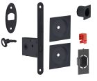 Serrure à clé articulée carrée noir mat + accessoires
